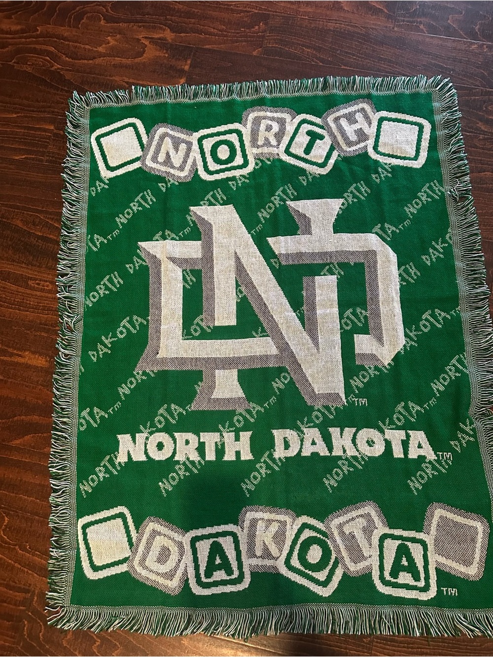 Vintage North Dakota Fighting Sioux Double Play Woven Throw Blanket tapestry